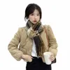 Kore tarzı hafif parkas kadın ceket sonbahar bahar fi haki yüksek bel bayanlar zarif kapitone kısa pamuklu katlar l78u#