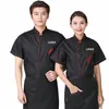 uniforme da chef uomo cuoco abbigliamento unisex ristorante cucina camicia maniche corte / Lg pasticceria giacca funziona top stampa logo design F598 #