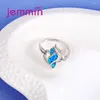 Cluster Rings Top Quality Hollo Out Vintage For Women Party Jewelry Geometric Blue Fire Opal Sterling Silver Anillos Femme