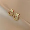 Stud Earrings Women's Simple Gold Color Vintage Small Circle Tassel Piercing For Woman Unusual Korean Charm Ear Jewelry233I
