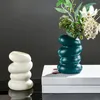 Vases en plastique Vase en spirale Creative Arrangement de fleurs Conteneur Ornement Imitation Glaze Porcelaine