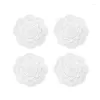 Table Mats 4Piece 8.6 Inch Doilies Crochet Round Lace Doily Handmade Placemats Cotton Crocheted Coasters (White)