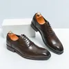 Dress Shoes Oxfords For Men Brown Black Business Lace-up Pu Office Brogue Wedding Zapatos De Vestir Hombre Mens