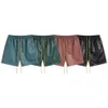 Rhude Embroidery Letter Casuary Shorts Men Couple Style Drawstring Simple Fashion Streetwear Pu Leather Green Blackburgundy 240329