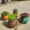 4st. Hängande blomkrukor Keramiska vertikala planterare Växt Succulents Flowerpot Vase Wall Staket Räcke utomhus Hem Trädgårdsdekor 240318