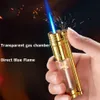 New Butane Gas Windproof Direct Charge High Firepower Transparent Gas Chamber Metal Torch Cigar Lighter Outdoor Camping Men Gift