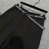 レディースパンツカプリスデザイナーメタルトライアングルラベル装飾されたレザーベルトストレートレッグルーススーツカジュアルスーツドロップ配信