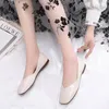 Casual Shoes Spring Flat Women Soft Bottom Heel Comfortable Square Head Shallow Mouth Brand Bright PU Leather Zapatos