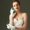 Nytt i Stock Satin Finger Bride Gloves Women Wedding Accores Z0wk#