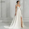 Bepeithy Marfil Satén Una línea de vestidos de boda para las mujeres 2024 Sweetheart Sexy High Slit Sweep Train Novia blanca Boho vestido de novia N9Vj #