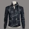 Sällsynta MJ Michael Jacks Punk Rock Style Bad Tour Black Cott Leather Rivet Slim Zipper Jacket Outwear U8JS#