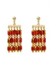 Hoop Earrings Unique Red Glazed Chinese Green Wedding Cheongsam Ear Clip Tassel Long Female