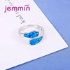 Cluster-Ringe Besonderer mystischer geometrischer Ring 925 Sterling Silber Schmuck Mode Feueropal Stilvolle Marke für Frauen