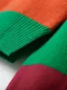 여성 스웨터 니트 스웨터 대비 색상 줄무늬 캐주얼 2024 가을 O- 넥 긴 소매 풀오버