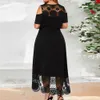 Zwycięski LG DR dla kobiet odzież 2023 Summer Plus Size Elegancki Vestidos Dr Female Party Black Formal Occas Dr Y55r#