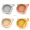 Cups Dishes Utensils 100%Food Safe Approve Silicone Bowl with Suction Childrens Tableware Waterproof Training Bowl Spoon Baby Feeding Accessories 240329