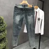 Koreańskie luksusowe odzież męskie szczupłe dżinsowe spodnie na wiosenne jesieni jesień szczupłe dżinsy dla mężczyzn streetwear miękkie dżinsy f0q4#