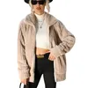 Giacche da donna Giacca da donna in pile fuzzy sherpa Cappotto con risvolto a maniche lunghe con zip intera Capispalla con tasche