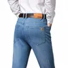 2023 Automne Hiver Nouveaux hommes Bleu clair Busin Jeans Plus Taille 42 44 46 Stretch Denim Pantalon à jambe droite Pantalon de marque masculine P3xD #