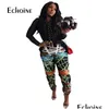 Женские спортивные костюмы Echoine, осенний женский свитер Y на шнуровке, топы, полосатые брюки для бега, костюм для активного отдыха, спортивный костюм, комплект из двух предметов Fitne Dhryh