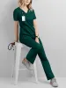 Uniforme ospedaliera da medico infermieristica da donna all'ingrosso casual con maniche corte con scollo a V, tute da jogging, infermiera Phcy, uniforme medica da lavoro