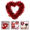 Decorative Flowers Holiday Garland Valentine's Ornament Heart-shape Decoration Christmas Wreath Ornaments Plastic Door Tinsel