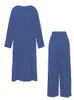 Plus Size Dames 2023 Herfst Tweedelige Outfits Lg Mouw V-hals Shirts Wijde Pijpen Broek Casual Cott linnen Trainingspakken Sets v0y7#