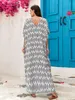 Plus Size Lg Caftan para Mulheres Praia Cover Up Casual Kaftan Maxi Vestido Dr Loungewear House Dres para o Verão f3YJ #