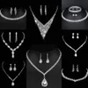 Värdefulla lab diamantsmycken Set Sterling Silver Wedding Halsband örhängen för kvinnor brudgagemang smycken gåva m8rr#