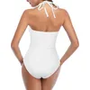 Kobiety stroju kąpielowego 2024 Swimsut Seksowne wycięcie bikini marszczone kobiety dwuczęściowe szorty jogi Bandeau Top