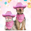 Set di costumi da cowboy per animali domestici con lacci per abbigliamento per cani con cappello a forma di cuore con lenti a forma di cuore per gatto