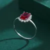 Cluster Rings 2024 Luxury Ruby Rectangle For Women Genuine S925 Sterling Silver Diamond Romantic Engagement Wedding Gift Jewelry