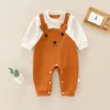 Mignon ours bébé barboteuse automne à manches longues pantalon combinaison pour bébé fille garçon coréen dessin animé enfant en bas âge body tenues 240323