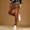 rippad vintage orange jeans män hösten smal fit raka ben byxor streetwear casual lapptäcke denim byxor cp2096 m0sd#