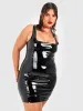 Plus Size Mulheres Couro Patente Mini Dr 7XL Sleevel Stretch Bodyc Tank Dr Party Faux Latex Dr 6XL Nightclub Costume B3EE #