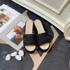 Designer Dames Sandalen Echt C letter Leer Damesschoenen met dikke zool Luxe merk geborduurde randslippers Mode Hoge kwaliteit Indoor Casual schoenen