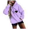 Vrouwen Hoodies Sweatshirts Dames Lange Mouw 2023 Herfst Mode Hart Print Tops Casual Losse Capuchon 24328