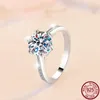 Cluster Rings 2024 S925 Sterling Silver Women's Ring Classic Fashionable And Elegant Crown Six Claw Simple Mosang Stone Wedding Jewelry