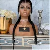 Perruques synthétiques Cornrow Braids Perruque avec cheveux de bébé Double tresse hollandaise Lace Front pour femmes noires entières Afro Wigs6269888 Drop Delivery Pr Othks