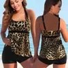 Dames Badmode 2022 Sexy Tankini Dames Zomer Tweedelige Luipaardprint Badpak Vrouwelijke Tie-geverfde Grote Maat Bikini Badmode Badpak T240328