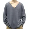 Mens Sweaters Casual Crew Neck Knitted Top Men Clothing Fashion Autumn Solid Loose Sweater Male 2024 Spring Long Sleeve V-Neck Drop De Otr6L