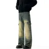 Jeans para hombres PFNW estilo americano desgastado High Street pantalones de mezclilla masculinos pantalones plisados empalmados 2024 moda de primavera 28W2679