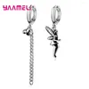 Dangle Oorbellen S925 Sterling Zilver Voor Vrouwen Asymmetrische Lange Ketting Bloemen Cartoon Hanger Meisjes Oor Sieraden