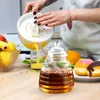 Dinnerware Sets Glass Honey Jar Transparent Container Clear Syrup Dispenser Household Pot With Stirrer Home Storage Scoop