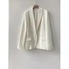 Abiti da donna Donna Indietro Entrambi i lati Design diviso Blazer Miscela acetica Cardigan a bottone singolo Cappotto da abito dritto femminile a maniche lunghe Autunno