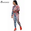 Kvinnors tvåbitar byxor Okayoasis Casual Tracksuit Women 2 Pieces Set Outtwear Sweatsuit dragkedja långärmad kappa