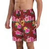 Shorts masculinos maiôs 2024 nordeste grande placa de flor verão rosa y2k calça curta homens esportes surf respirável troncos de natação