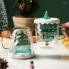 Verres à vin mignon Double couche, cadeau de haute beauté avec couvercle, boîte de couleur résistante à la chaleur pour la maison, eau de noël Tiki originalité