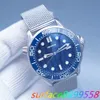 U1 Top AAAJames Bond 42MM Automatische Mecheancal Keramische Bezel Herenhorloges Horloge Blauwe Wijzerplaat Roestvrij Stalen Band Keramische Draaibare Bezel Transparante Achterkant