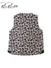 Blingblingee Y2K Bow Lace-Up Leopard Print Mulheres Sleevel Jacket Traf 2024 Verão V Neck Slim Colete Feminino Crop Top Cardigan a4Av #